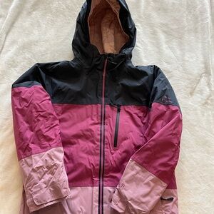 L.L. Bean Kids’ Waterproof Wildcat Ski Jacket, pink and charcoal, size 10-12